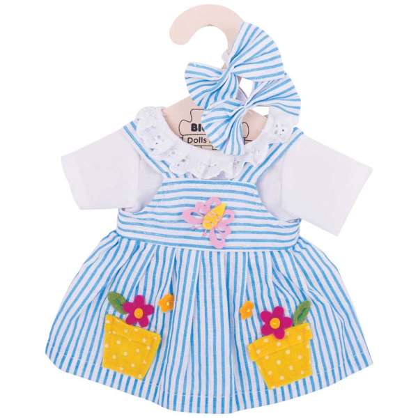 Dolls Clothes - Striped Dress with Flower Pot Motif (Copy)