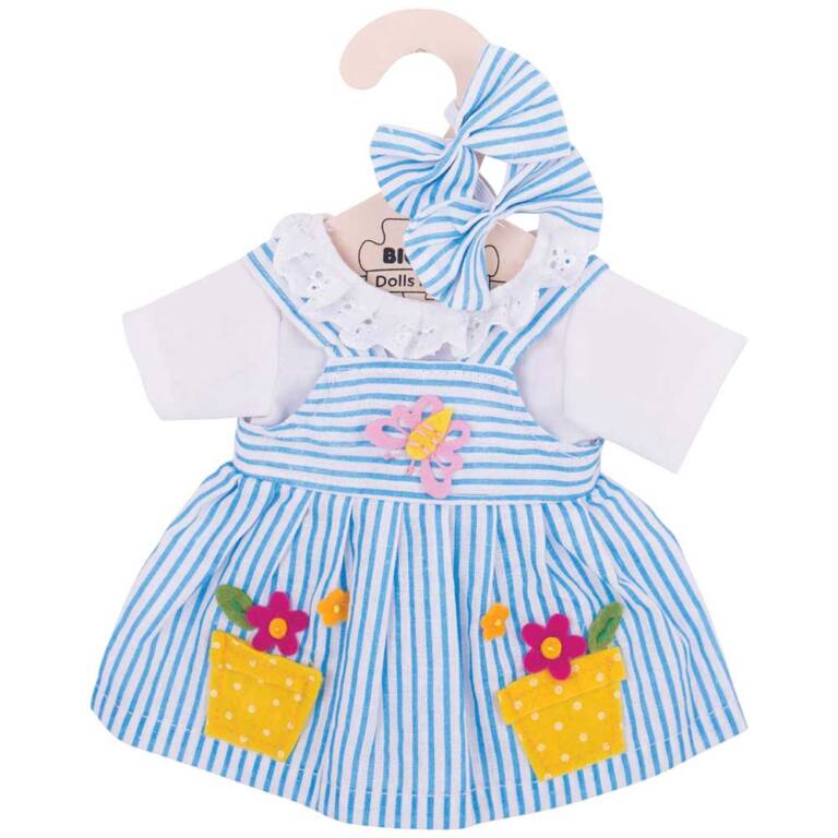 Dolls Clothes - Striped Dress with Flower Pot Motif (Copy)