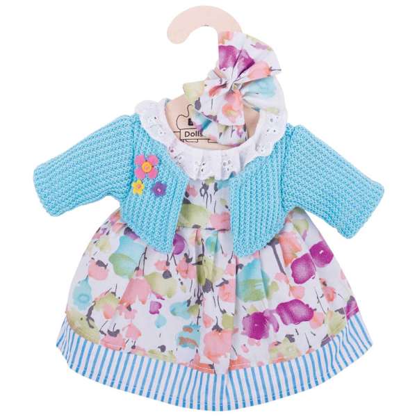 Dolls Clothes - Turquoise Flowered Dress