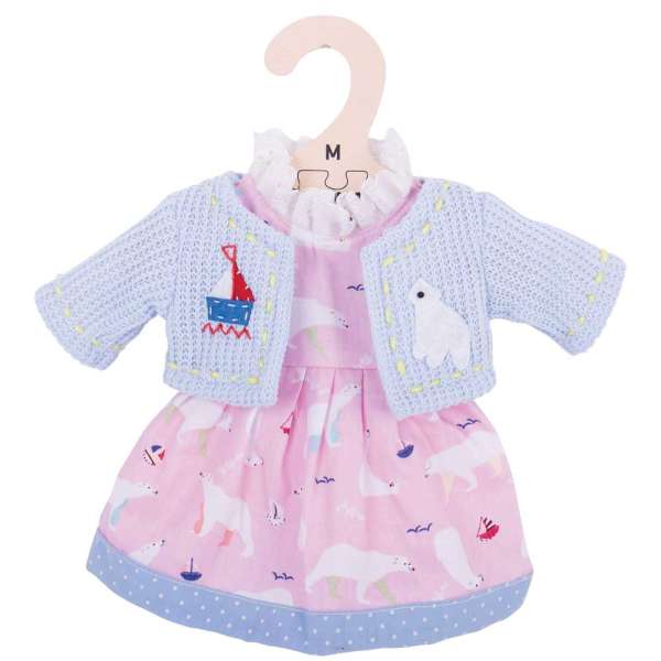 Dolls Clothes - Pink Dress with Blue Cardigan