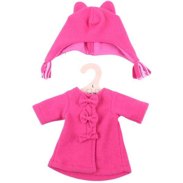 Dolls Clothes - Pink Bow Detail Coat and Hat