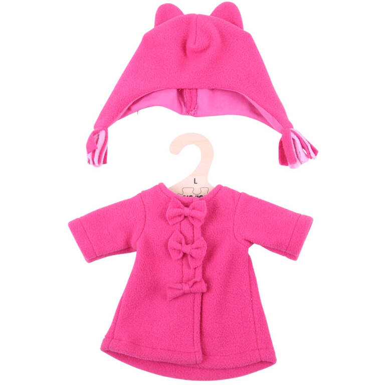 Dolls Clothes - Pink Bow Detail Coat and Hat